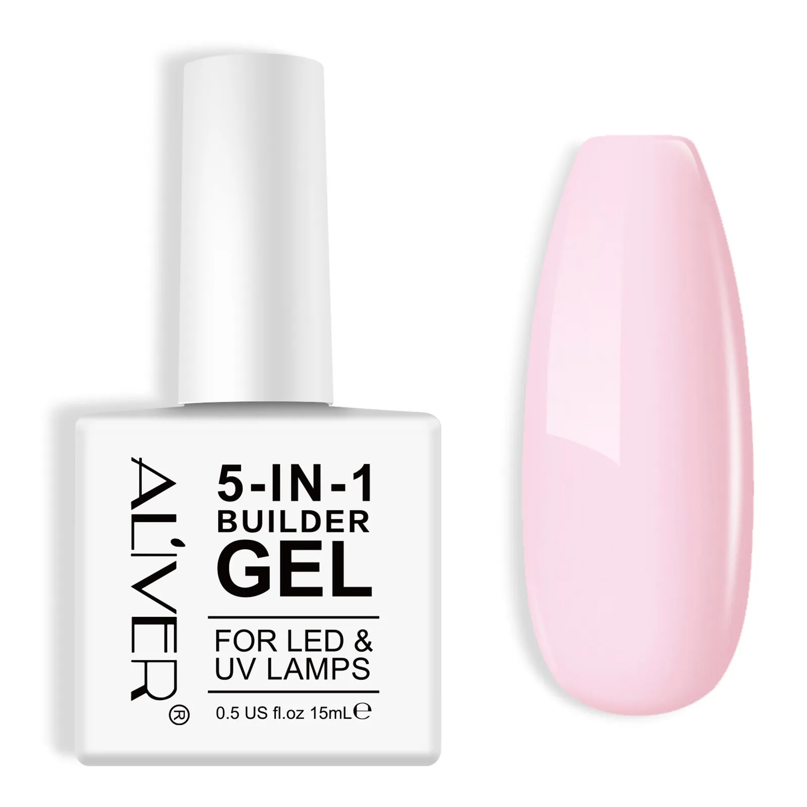 Aliver 5 in 1 Builder Gel for Nails, Pink/Clear/White
