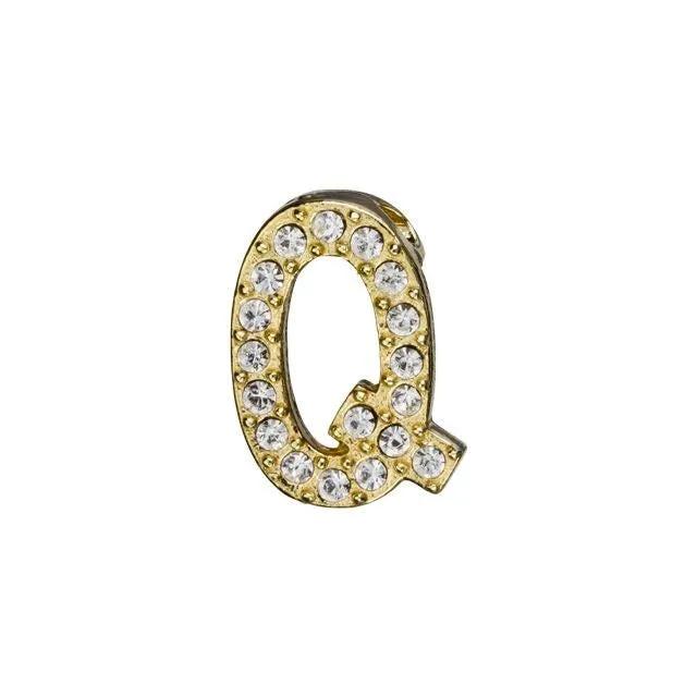 Alphabet Pendant, Letter 'Q' with Tube Bail 12.5mm, Gold Finish (1 Piece)