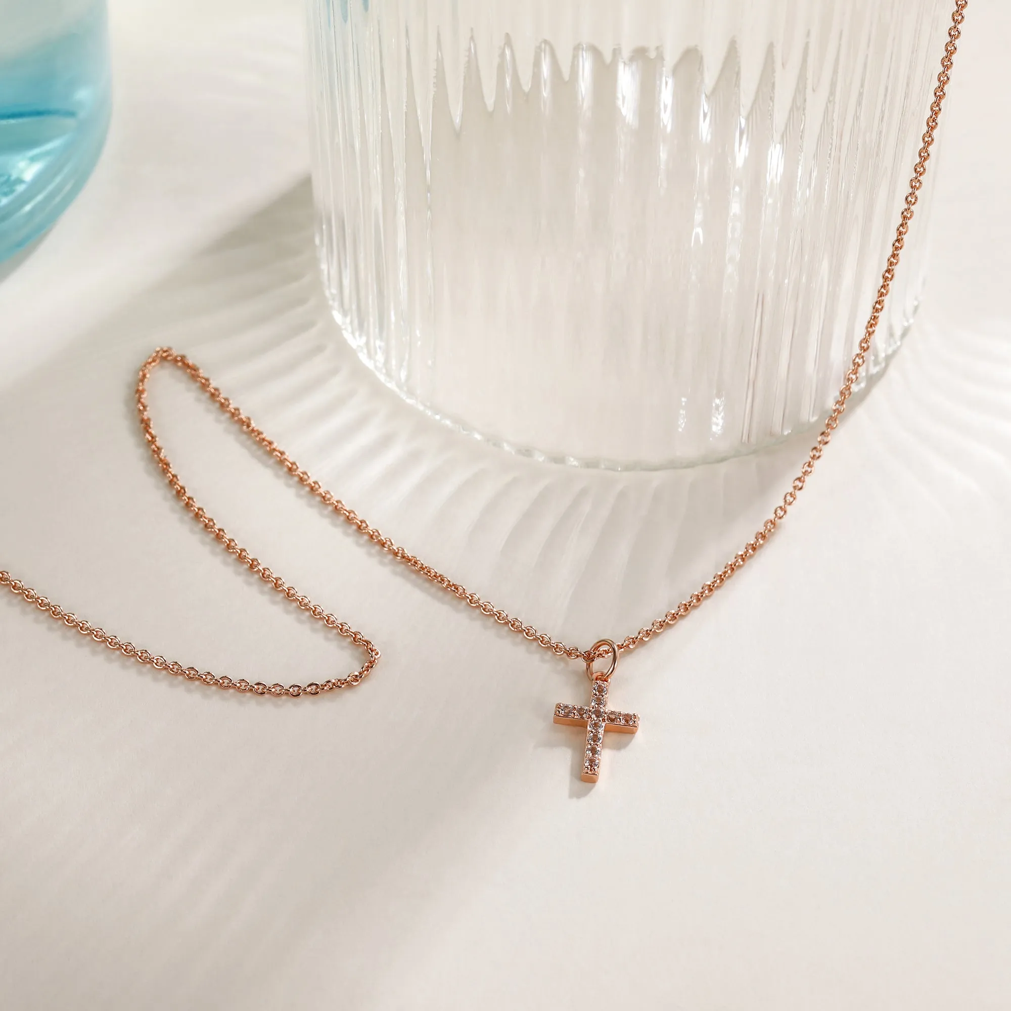 Cross Pendant Necklace with Gemstone