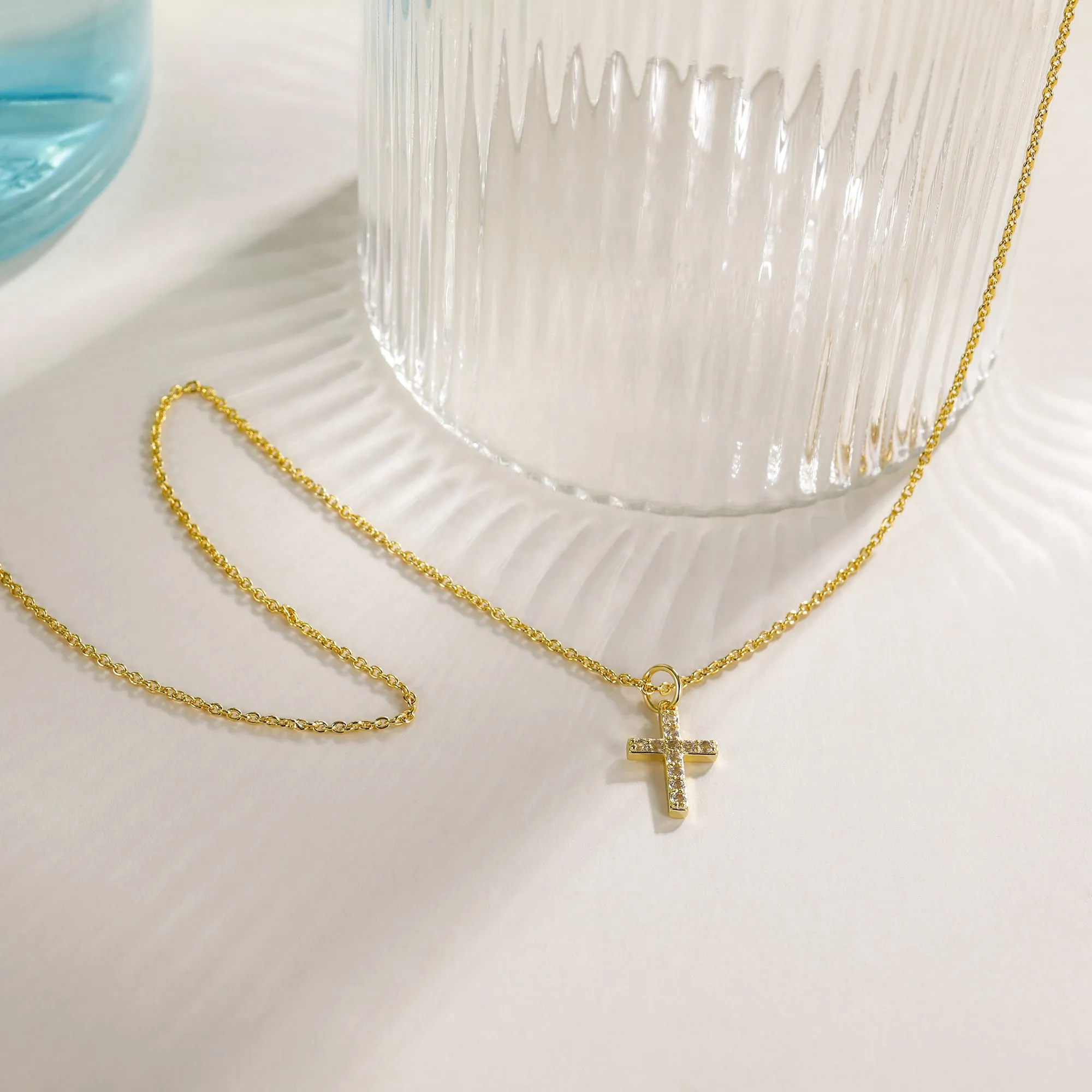 Cross Pendant Necklace with Gemstone