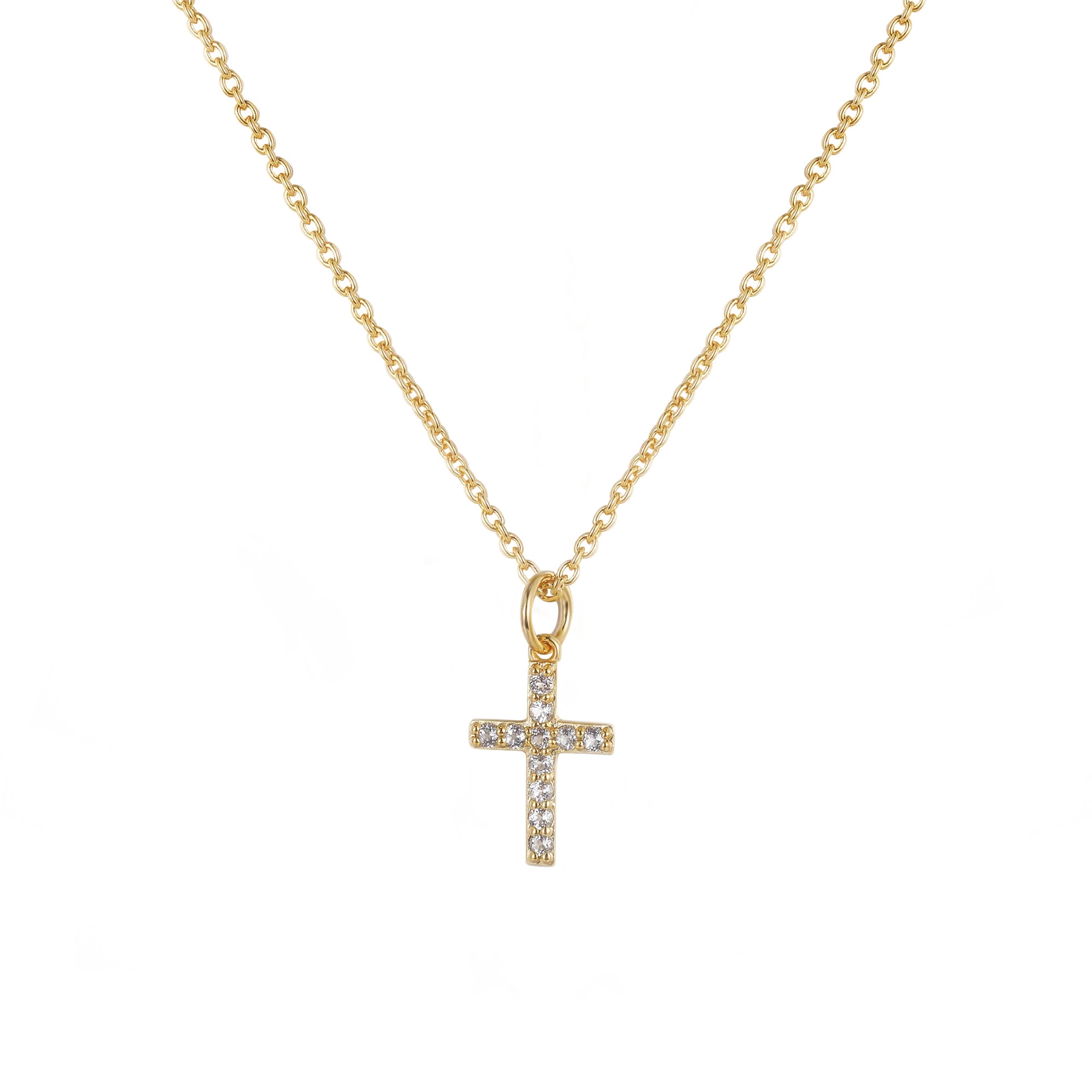 Cross Pendant Necklace with Gemstone