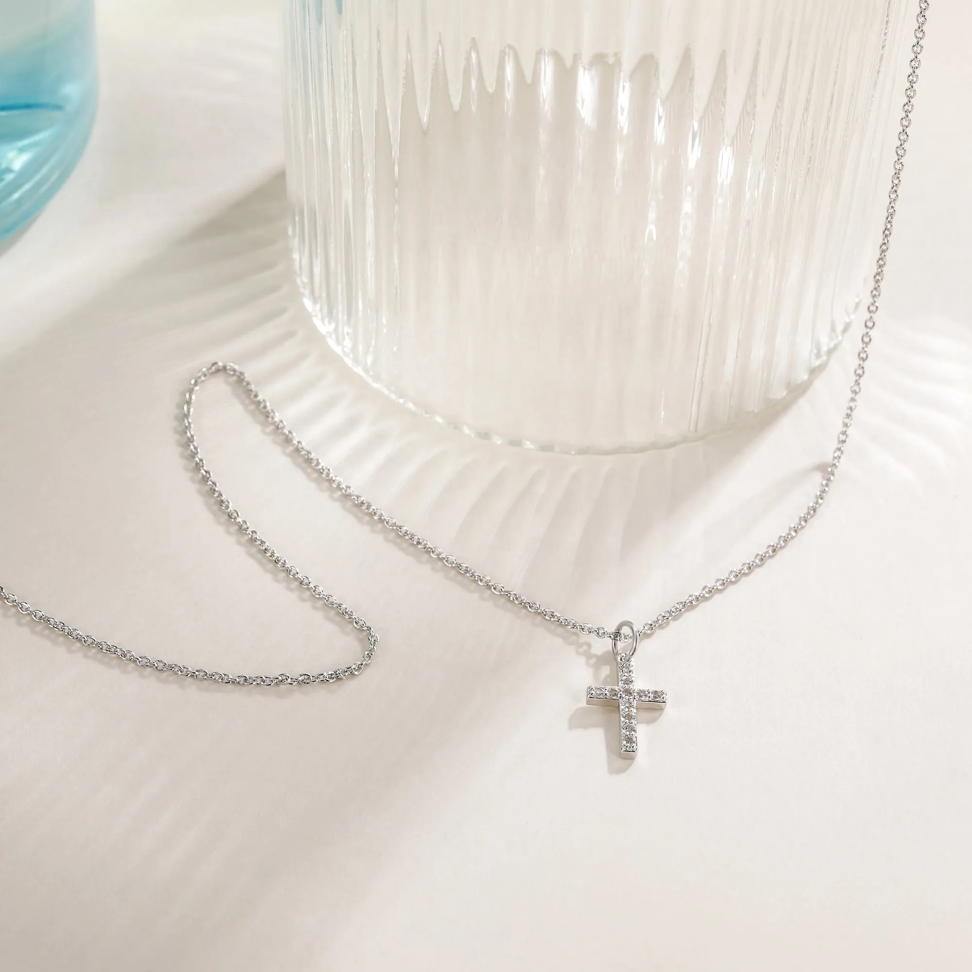 Cross Pendant Necklace with Gemstone