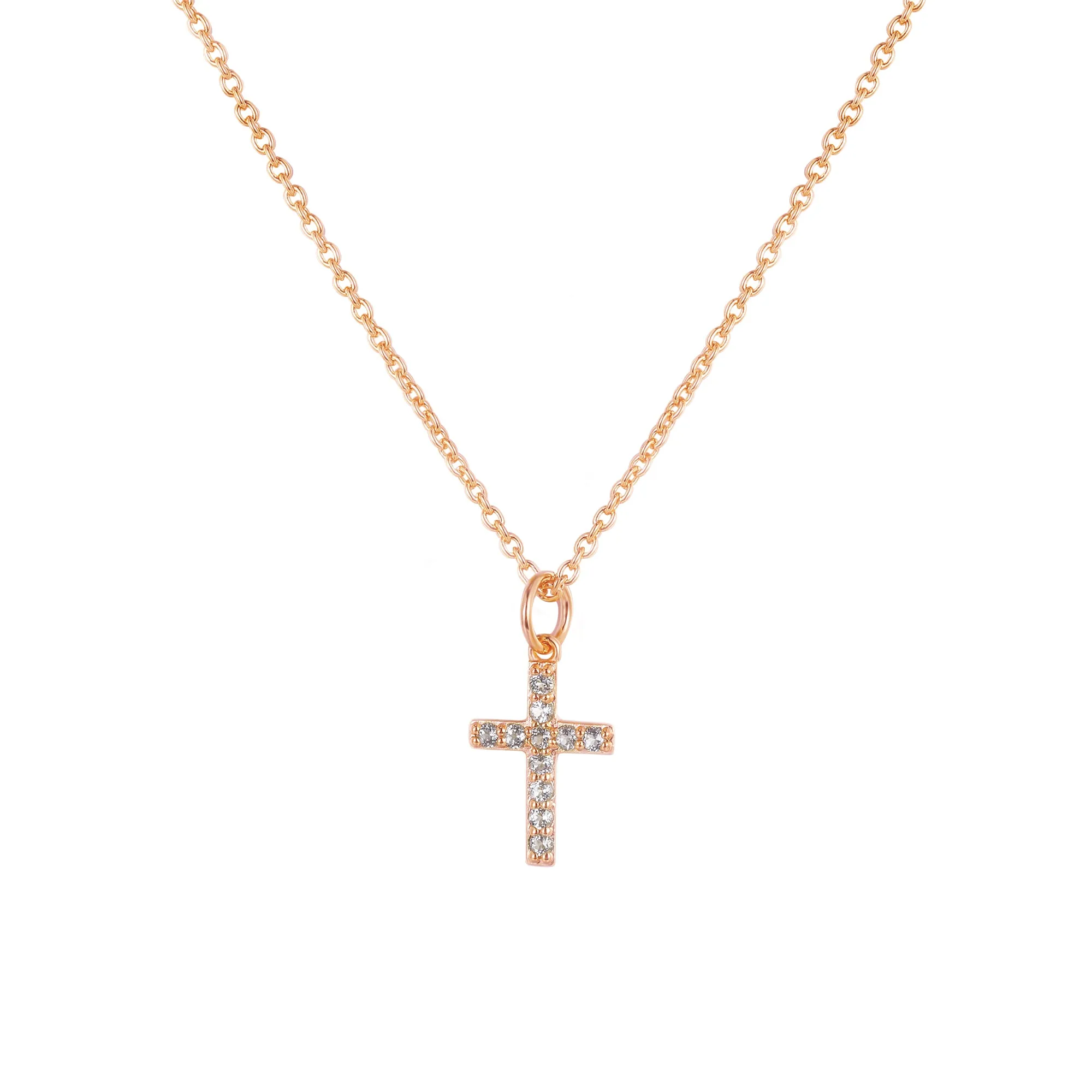 Cross Pendant Necklace with Gemstone
