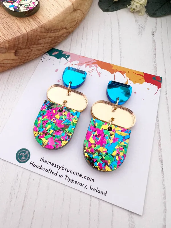 Disco Glitzy Bar Earring Drops in 3 Colourways