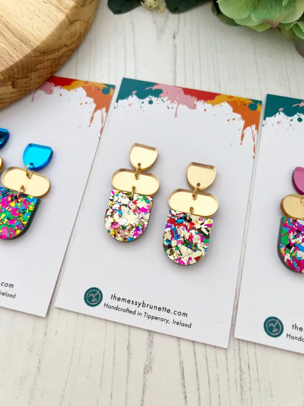 Disco Glitzy Bar Earring Drops in 3 Colourways
