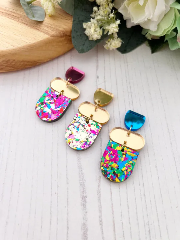 Disco Glitzy Bar Earring Drops in 3 Colourways