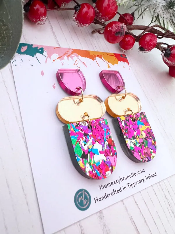 Disco Glitzy Bar Earring Drops in 3 Colourways