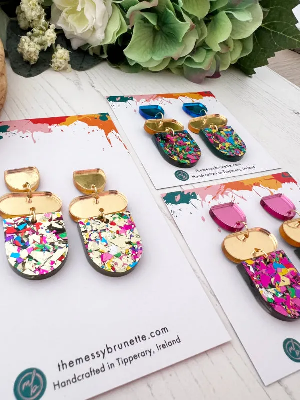 Disco Glitzy Bar Earring Drops in 3 Colourways