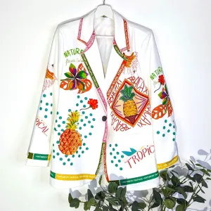 Distinctive pineapple print tropical blazer (M)