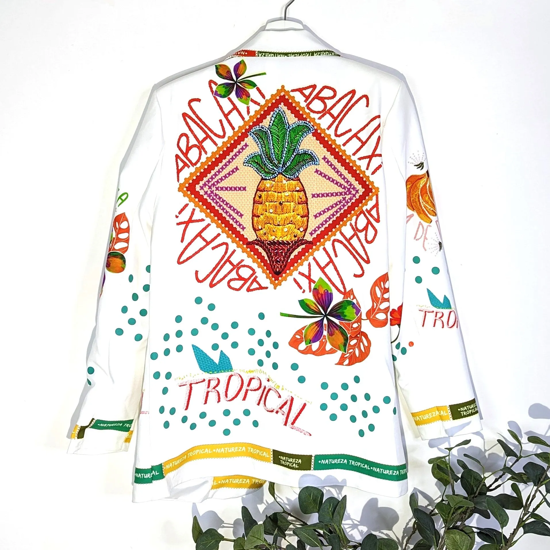 Distinctive pineapple print tropical blazer (M)