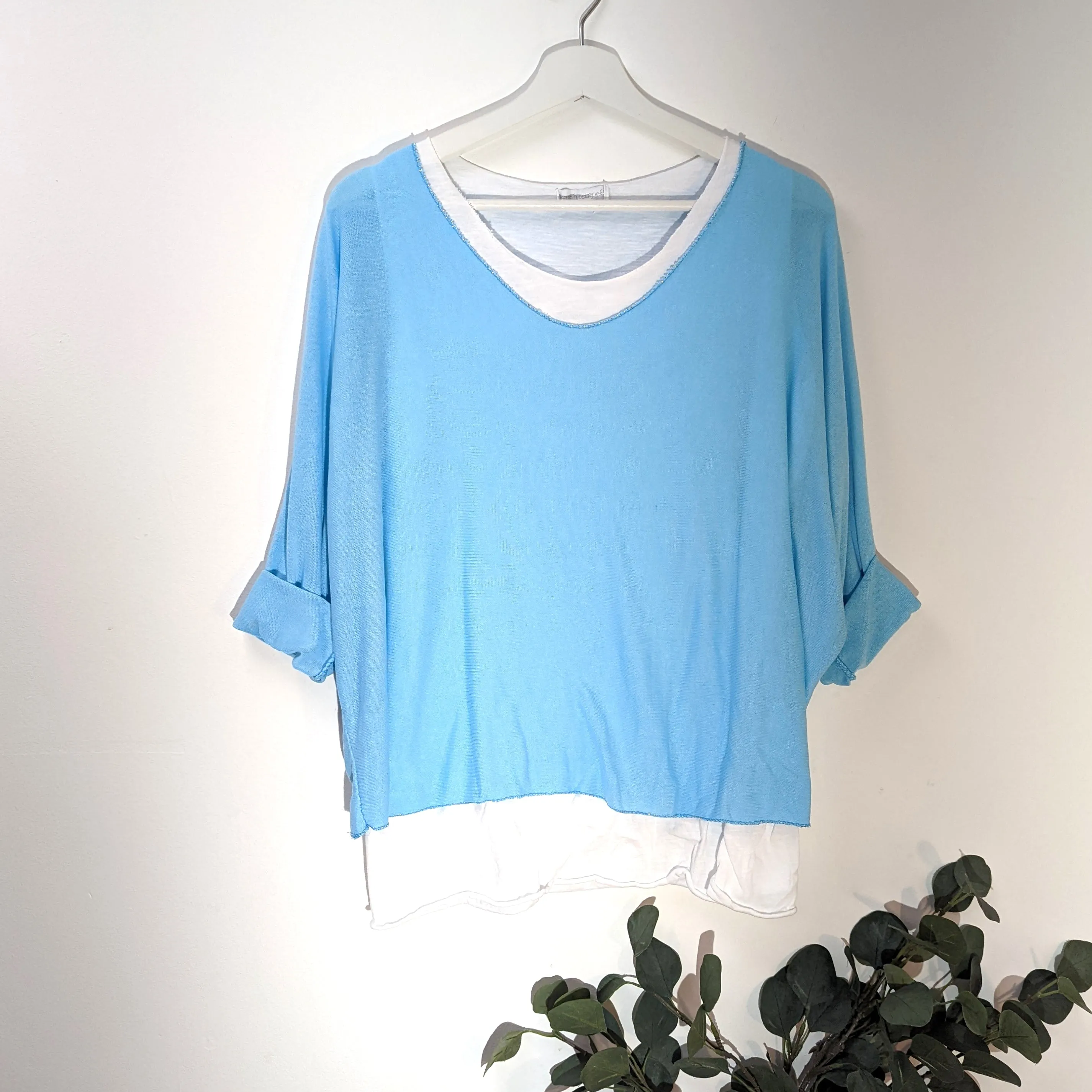 Double layer plain vest combo top (M)
