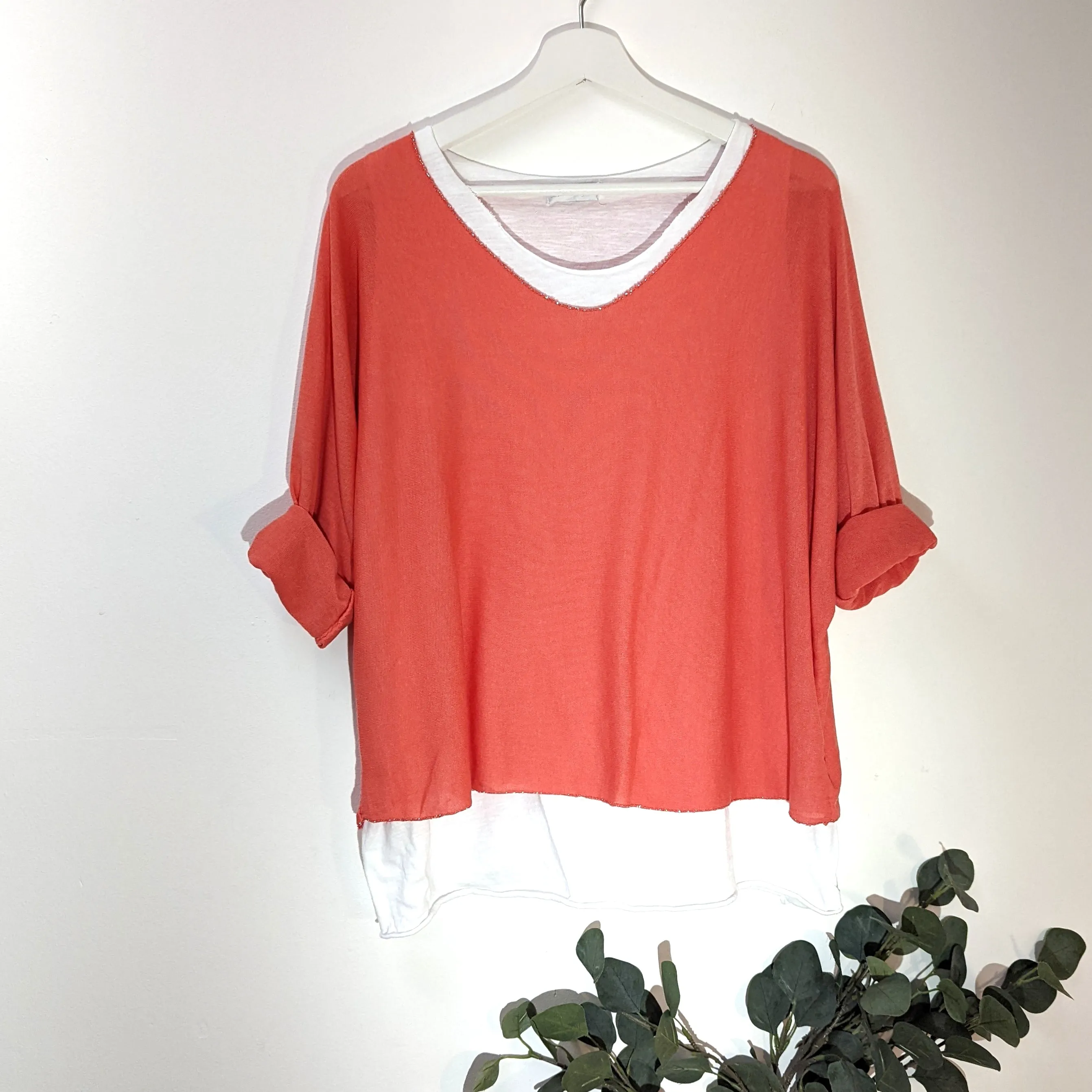 Double layer plain vest combo top (M)