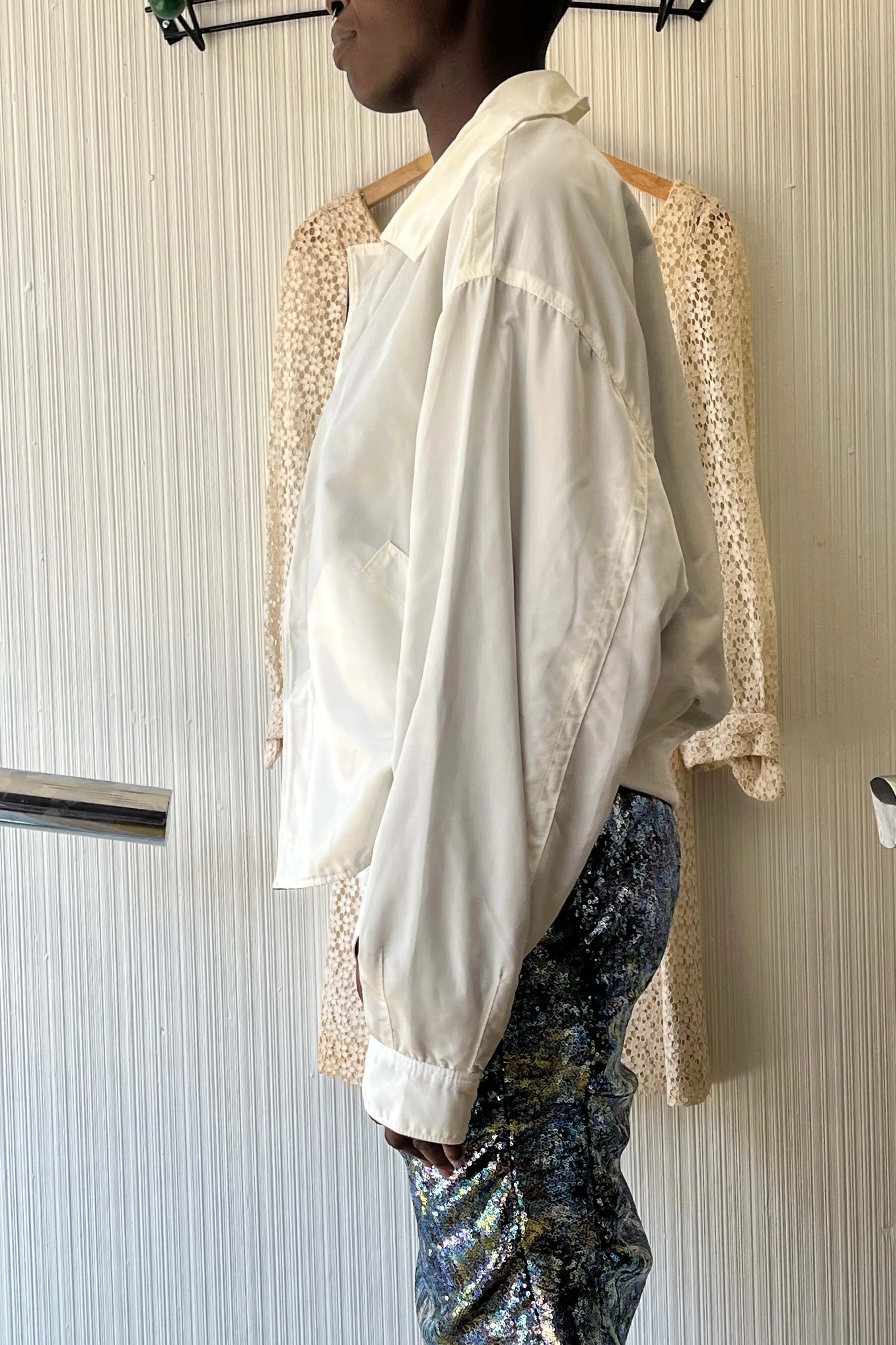 Gianni Versace White Reflective Nylon Bomber Jacket