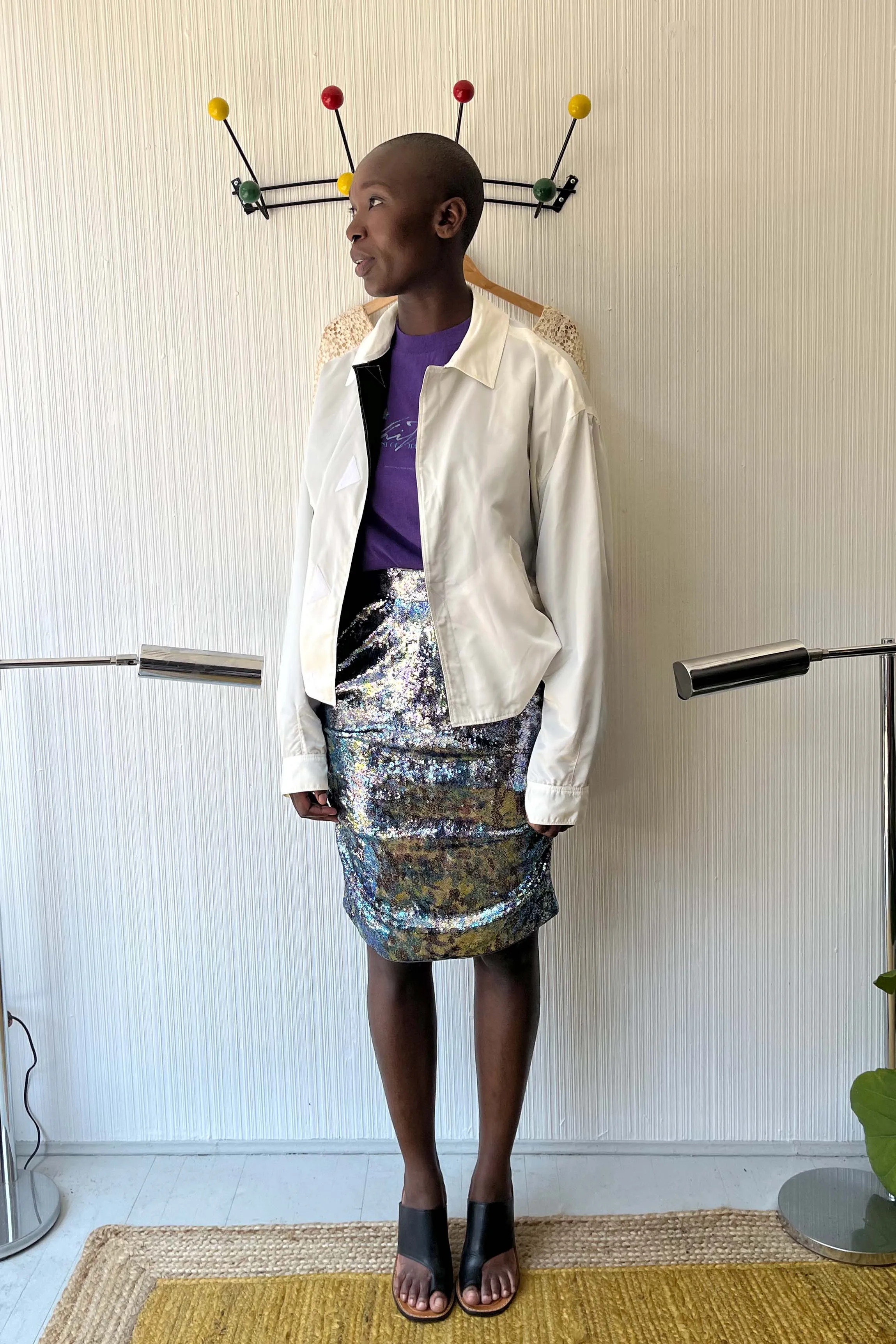 Gianni Versace White Reflective Nylon Bomber Jacket