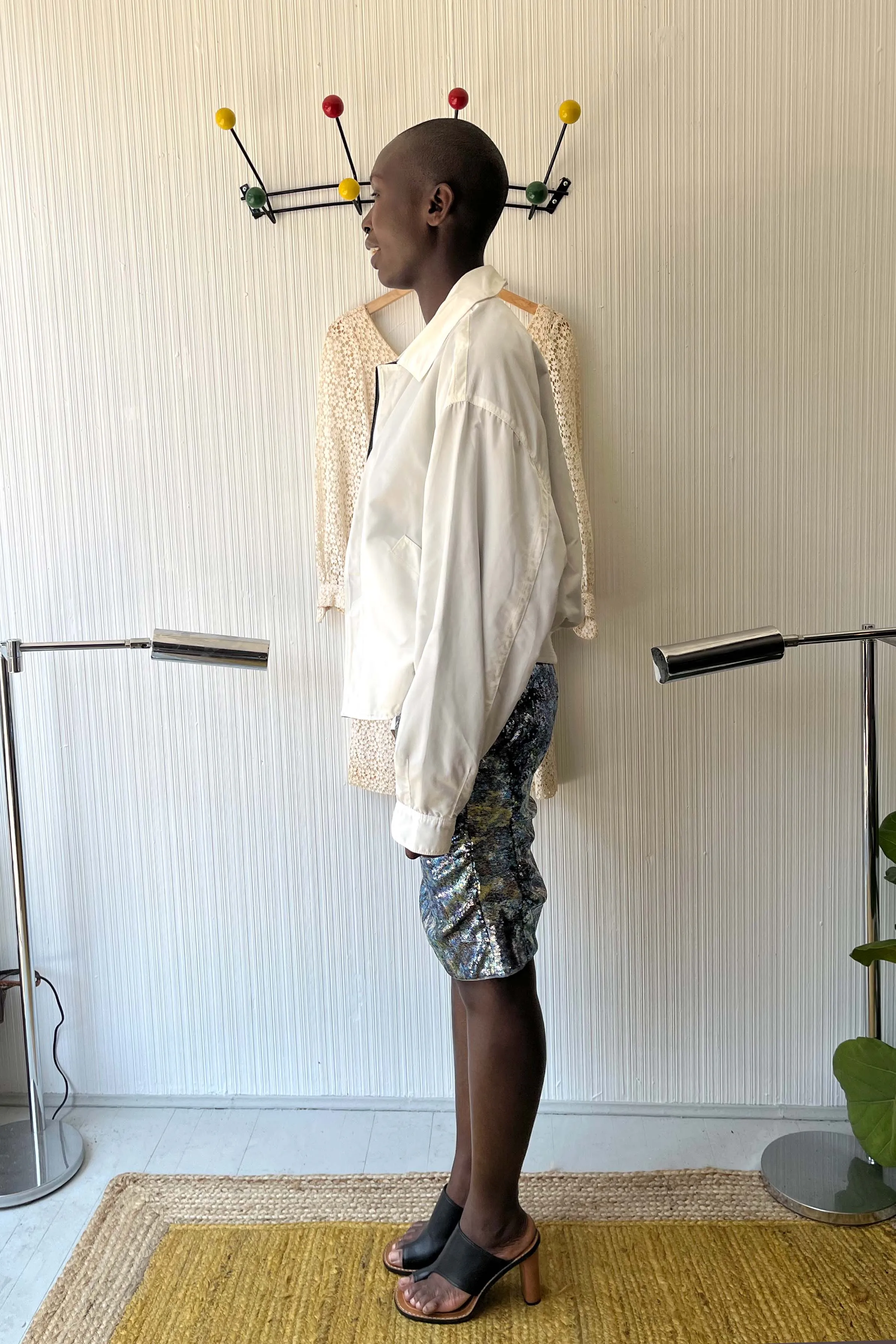 Gianni Versace White Reflective Nylon Bomber Jacket