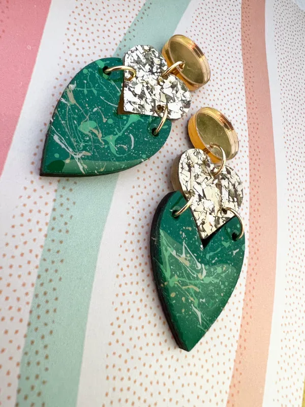 Glitzy Stacked Heart Earrings in 2 Styles