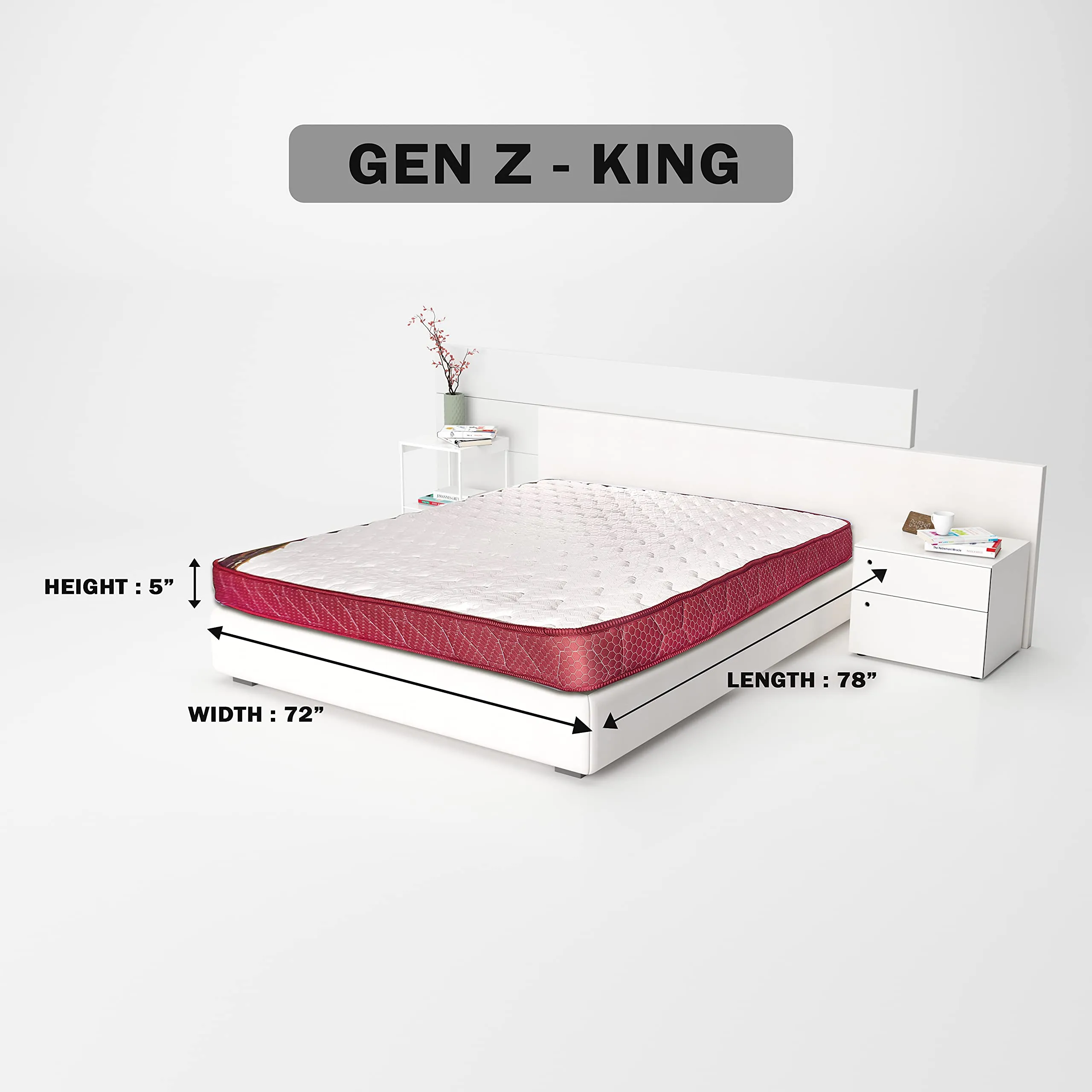 Kozynap Medium Firm Mattress 4-INCH King Size 78X72X4 INCH Mattress