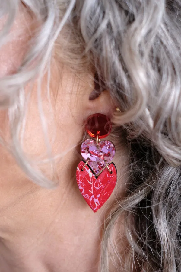 Love Heart Drop Earrings in 2 Styles