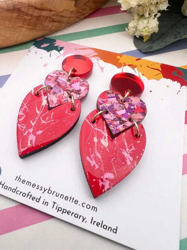 Love Heart Drop Earrings in 2 Styles