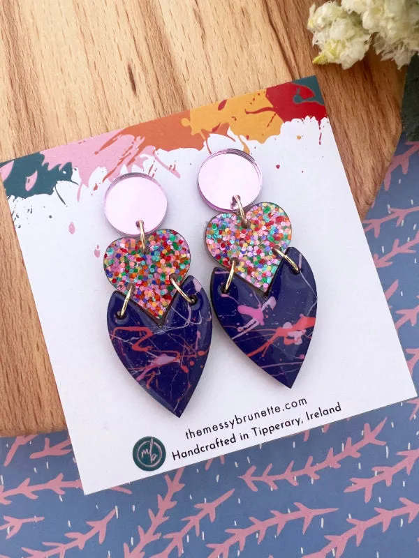 Love Heart Drop Earrings in 2 Styles