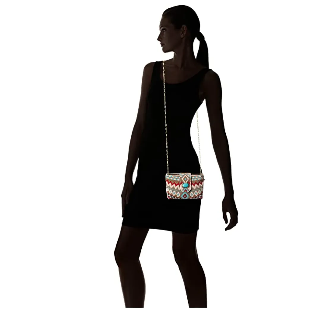 Mary Frances Turquoise Power Mini Beaded Bead Bag Cell New handbag