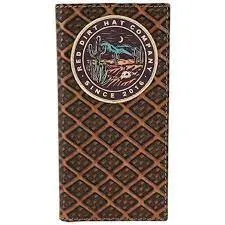 Red Dirt Hat Western Mens Wallet Rodeo Leather Desert Logo Patch Tan