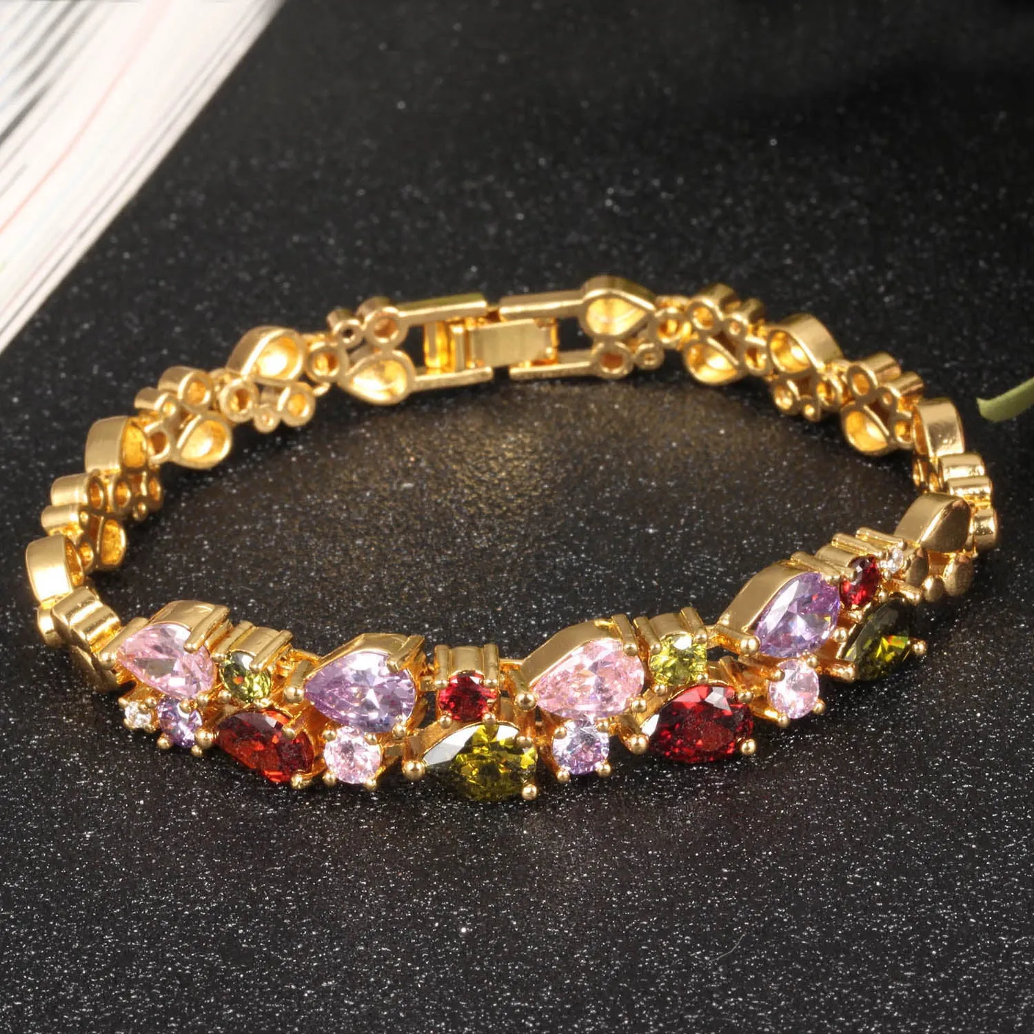 Scintillare by Sukkhi Glitzy Crystals from Swarovski Gold Plated Bracelet for Women and Girls