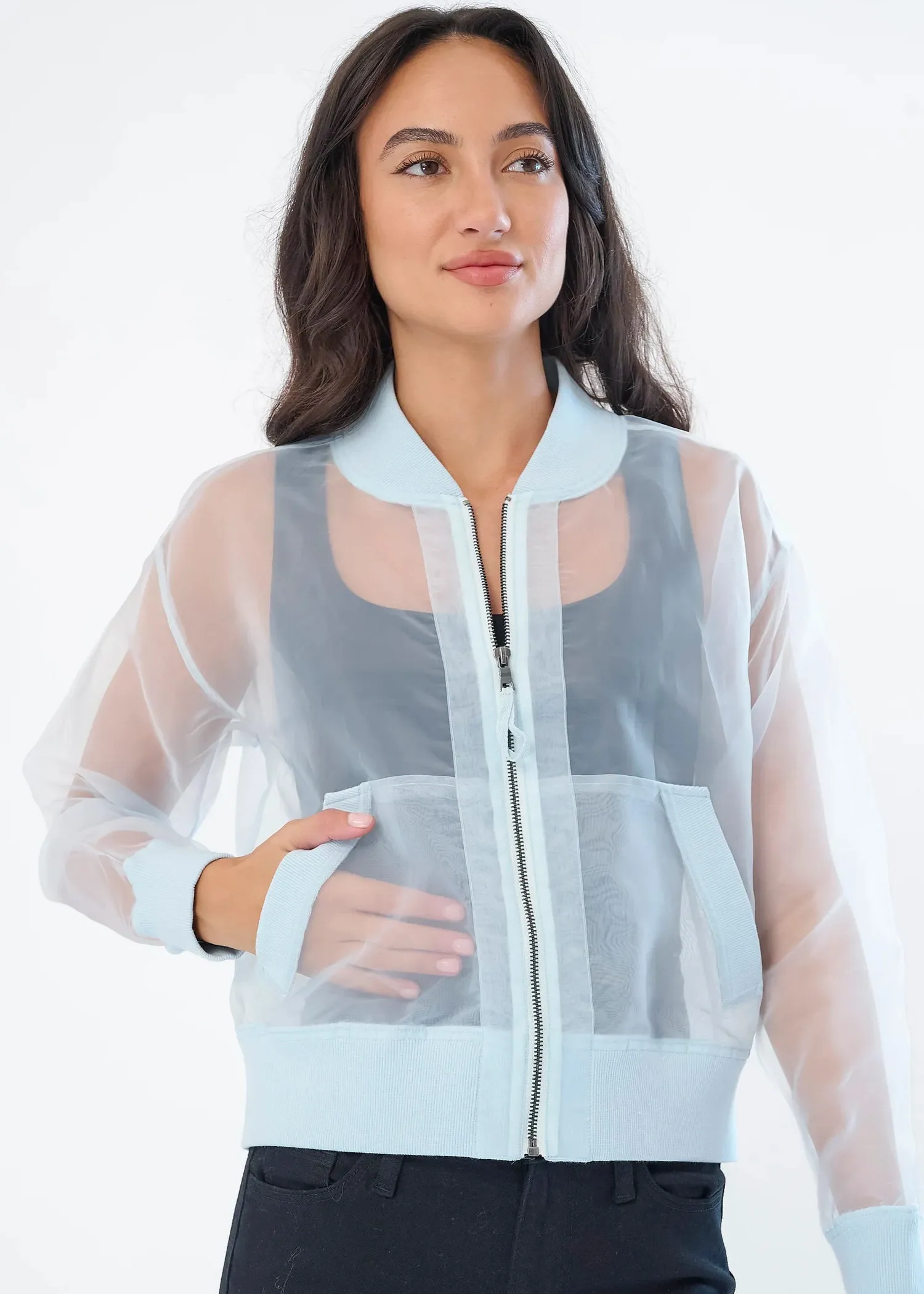 Sheer Bomber Jacket in Ice Blue - My Anorak