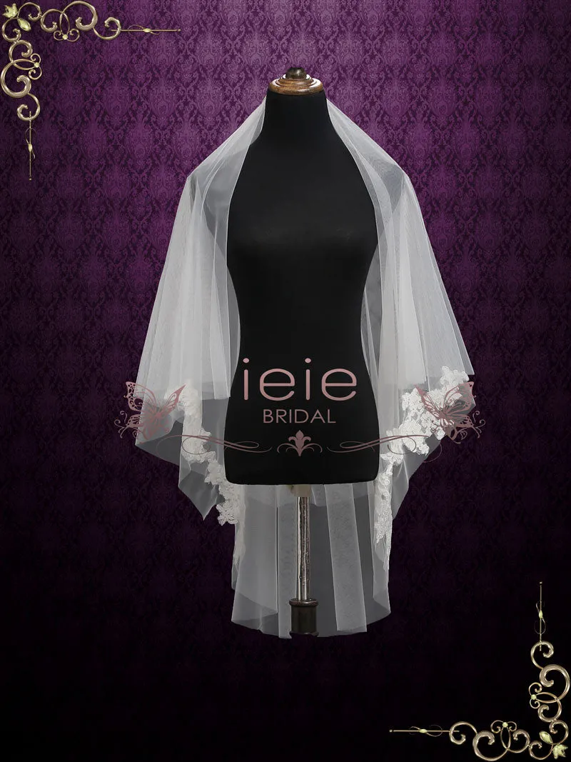 Two Layer Short Fingertip Lace Wedding Veil VG2010