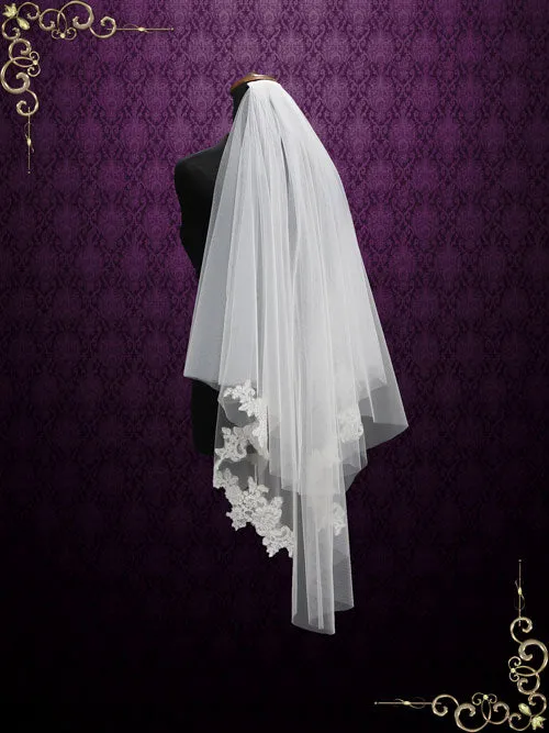 Two Layer Short Fingertip Lace Wedding Veil VG2010