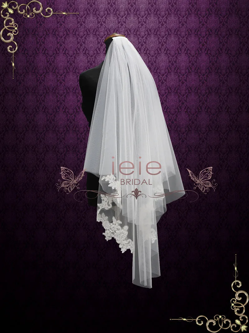 Two Layer Short Fingertip Lace Wedding Veil VG2010