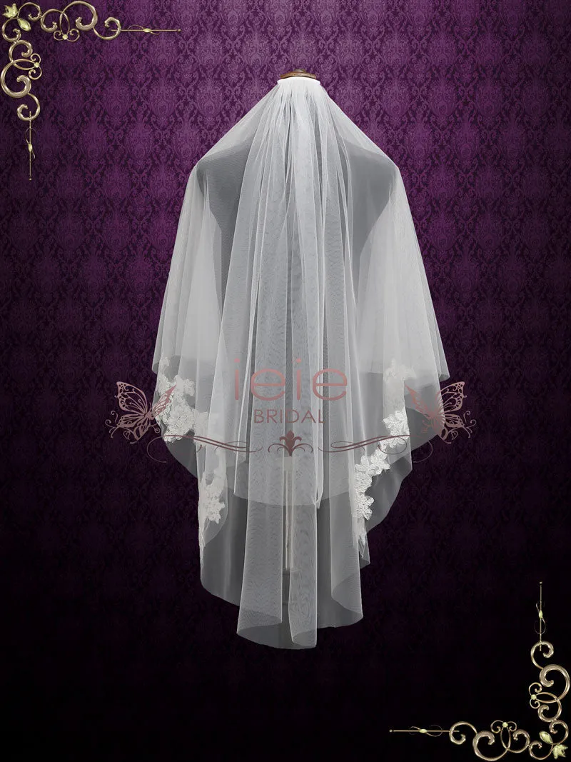 Two Layer Short Fingertip Lace Wedding Veil VG2010